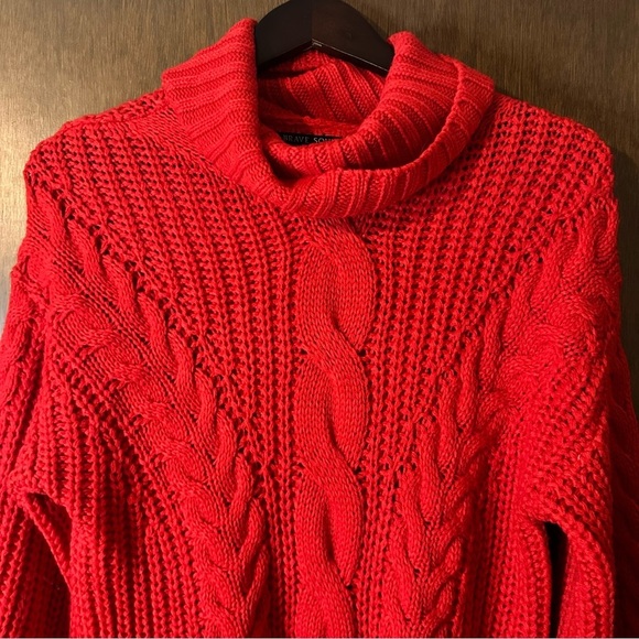 Brave Soul Red Cable Knit Turtleneck Sweater Women’s Jumper Acrylic Sz Small - Picture 5 of 13